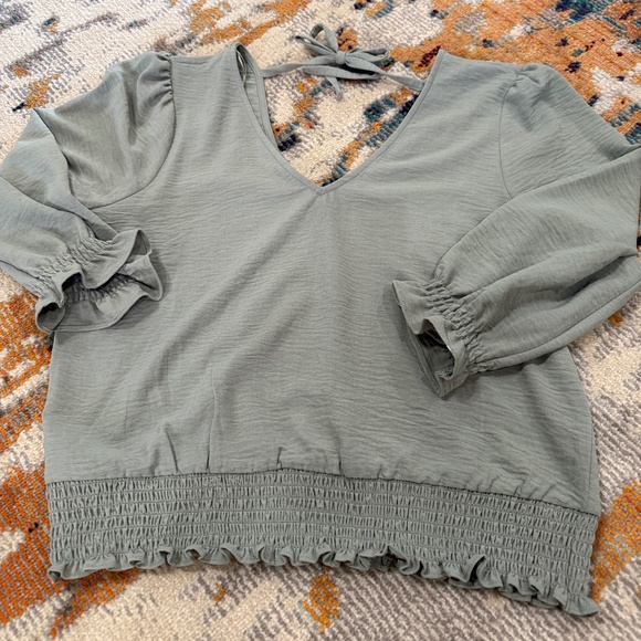 Maurices Tops - V Neck Tie Back Blouse Maurices soft green long sleeve dressy top elastic waist